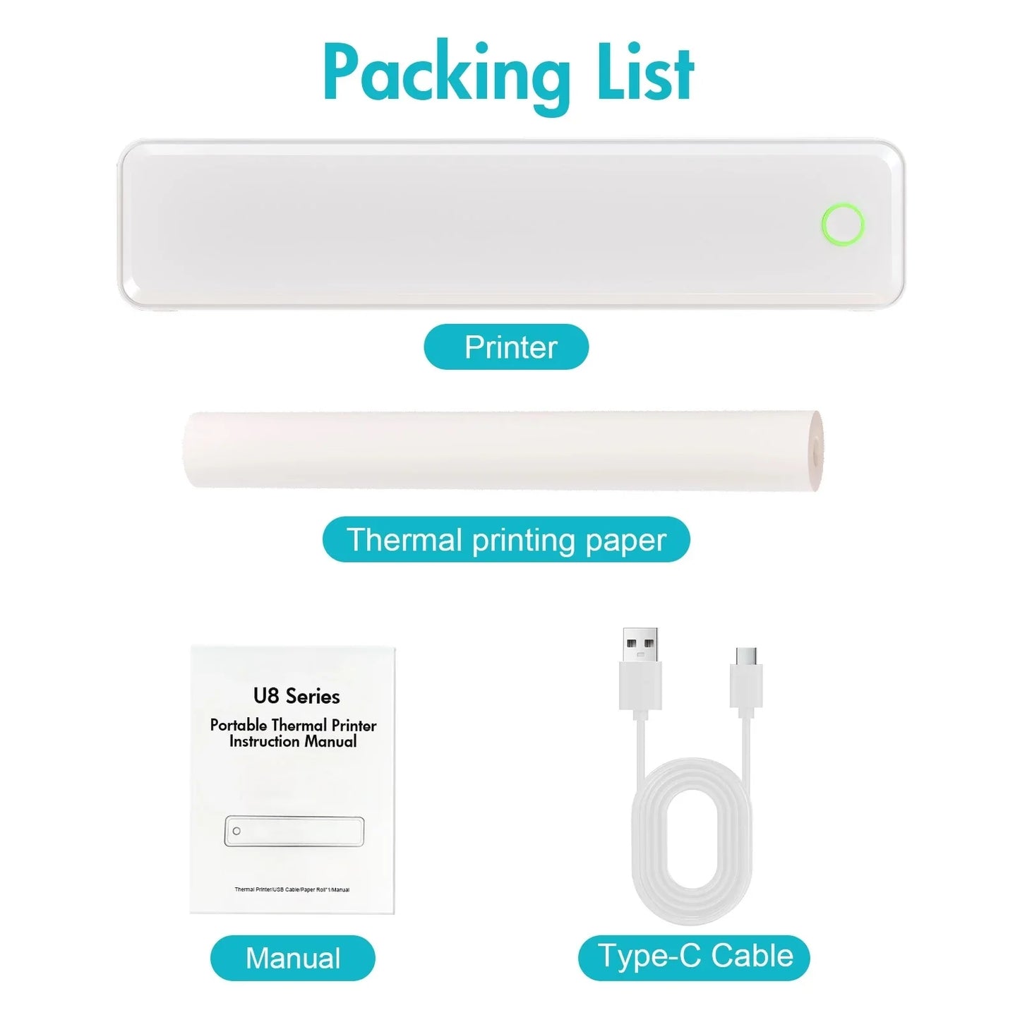 Portable Printers Wireless Inkless Thermal US Letter/A4/A5/B5