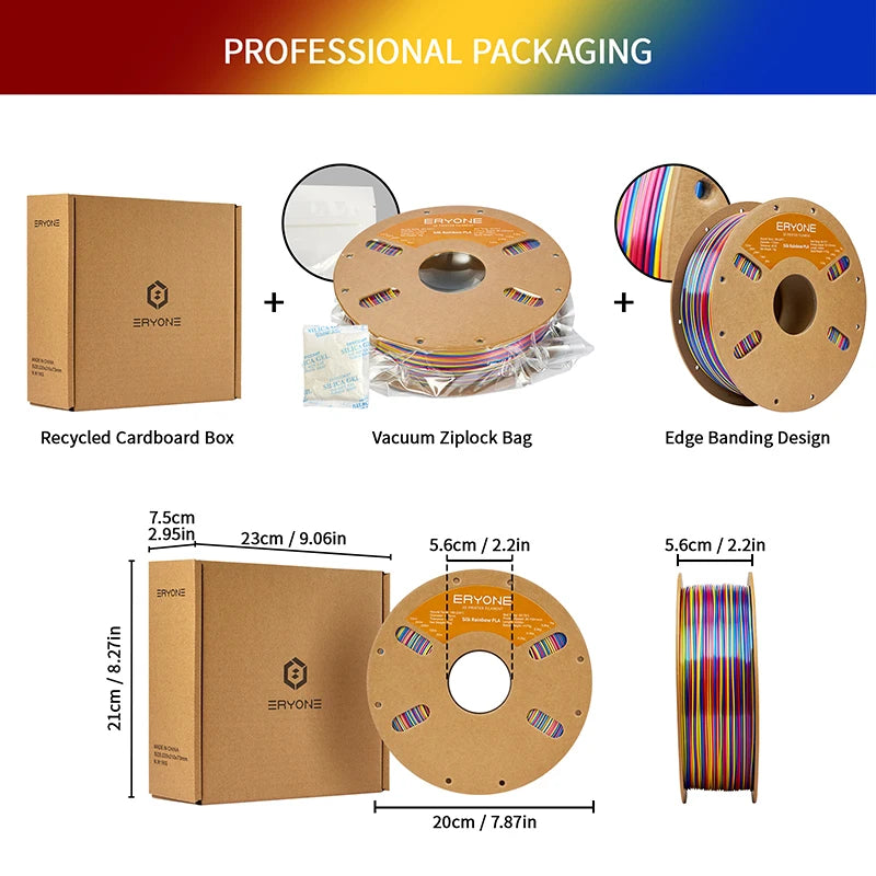 ERYONE 10KG Silk Rainbow Twist PLA Filament 1.75mm, 1kg Spool