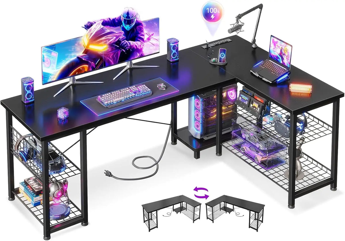 Casaottima Reversible 51" L Shaped Gaming Desk