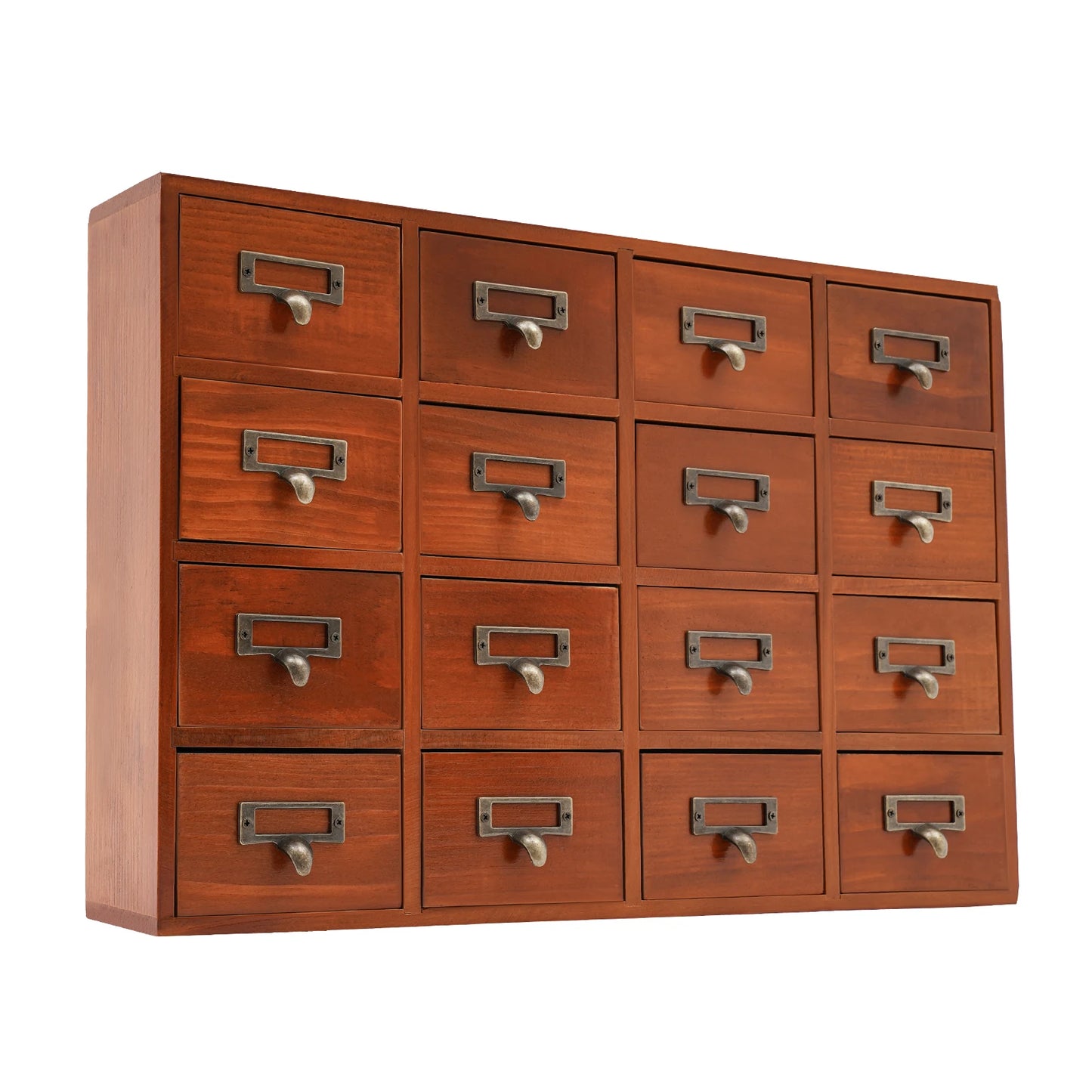 Desk Drawer Organizer, Wooden Vintage Apothecary Cabinet with 16 Drawers