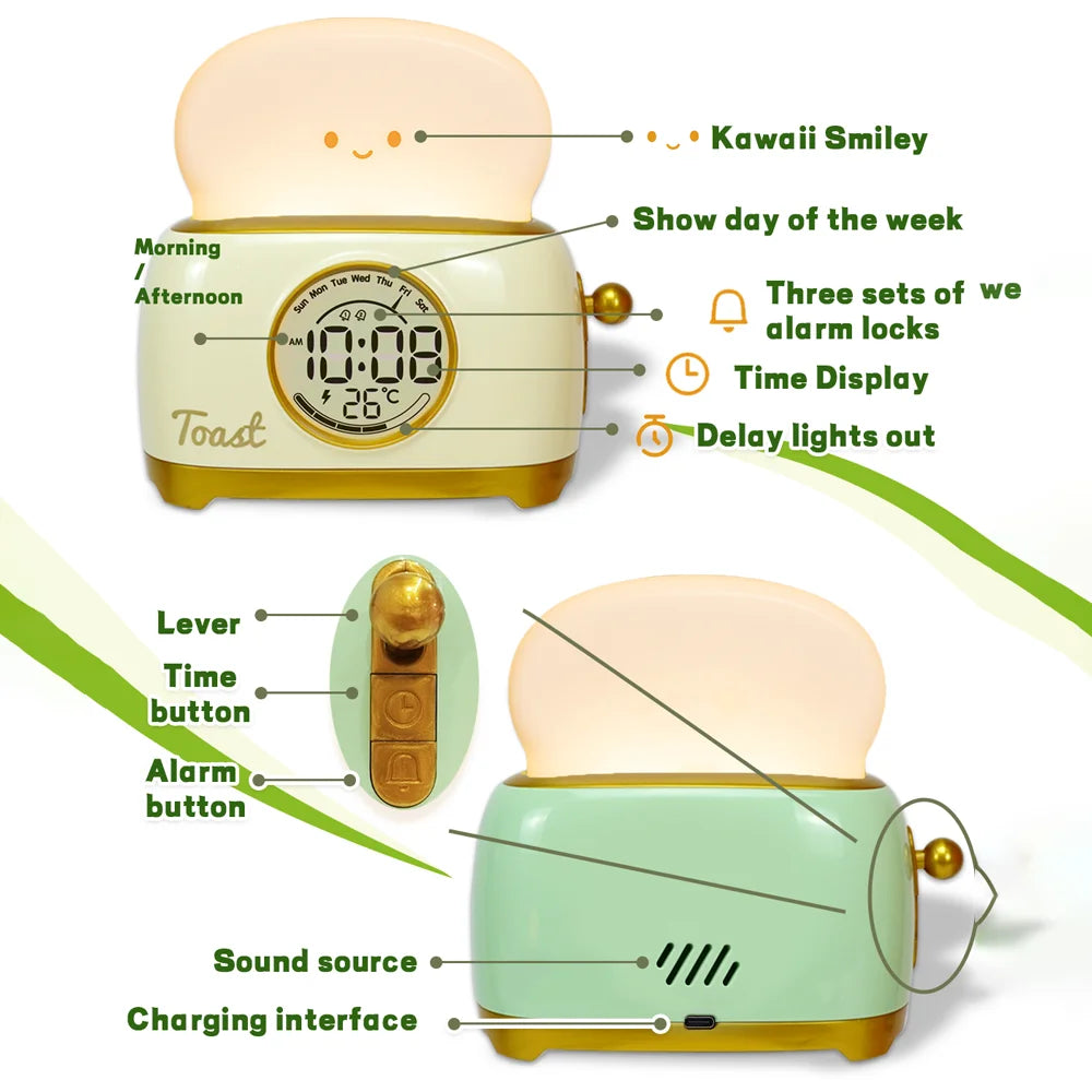 Kid Alarm Clock LED Night Light Digital Clock