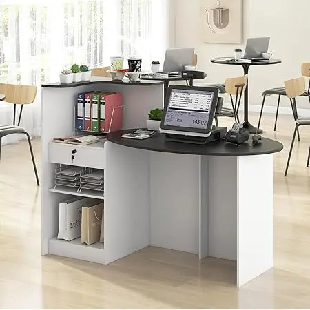 Reception Desk, 54" Large Retail Checkout Counter with Lockable Drawer