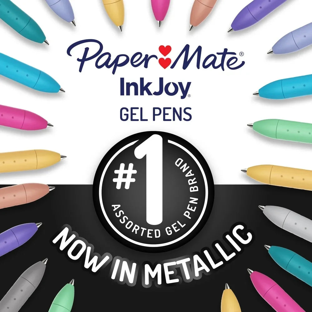 Assorted Metallic Gel Pens 6 Count 0.8mm Vibrant Ink