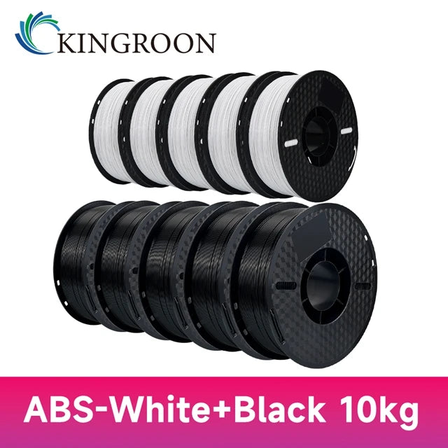 KINGROON 10KG PLA/ ABS/ PETG Filament 1.75mm Black White Gray, 10 Rolls