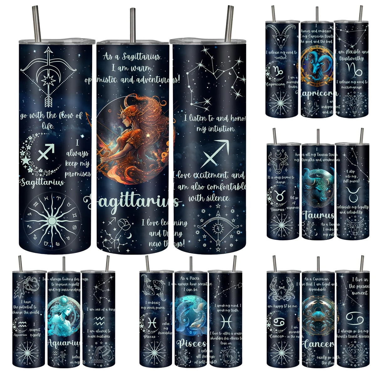 1pc, 20Oz/590Ml, Constellation Astrology Stainless Steel Insulated Tumbler