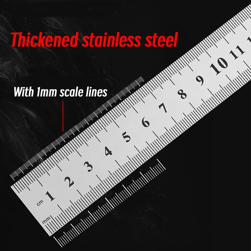 Metal Straight Edge Ruler, Stainless Steel Double-Sided Metric Scale