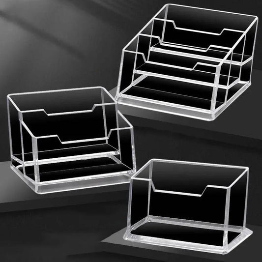 1pcs Clear Desk Shelf Box Storage Display Stand Acrylic Plastic Transparent Desktop Business Card Holder Place Card Holder