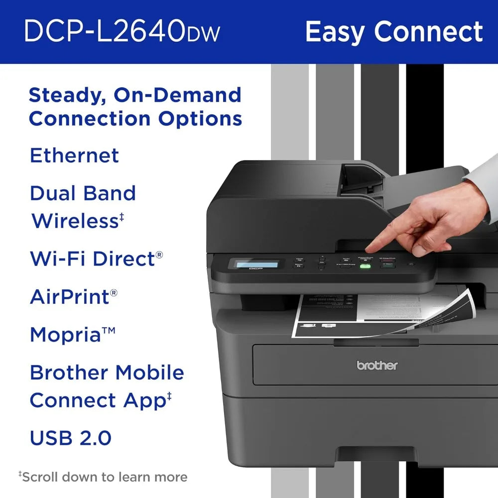 DCP-L2640DW Wireless Compact Monochrome Multi-Function Laser Printer