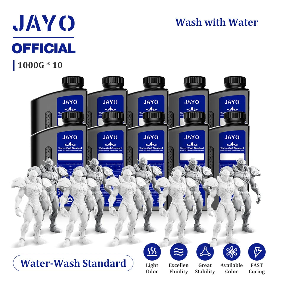 JAYO Water Wash  405nm UV Resin 10kg ABS Like 3D Printer Resin 405nm UV Standard Rapid Photopolymer Resin for LCD/DLP/SLA