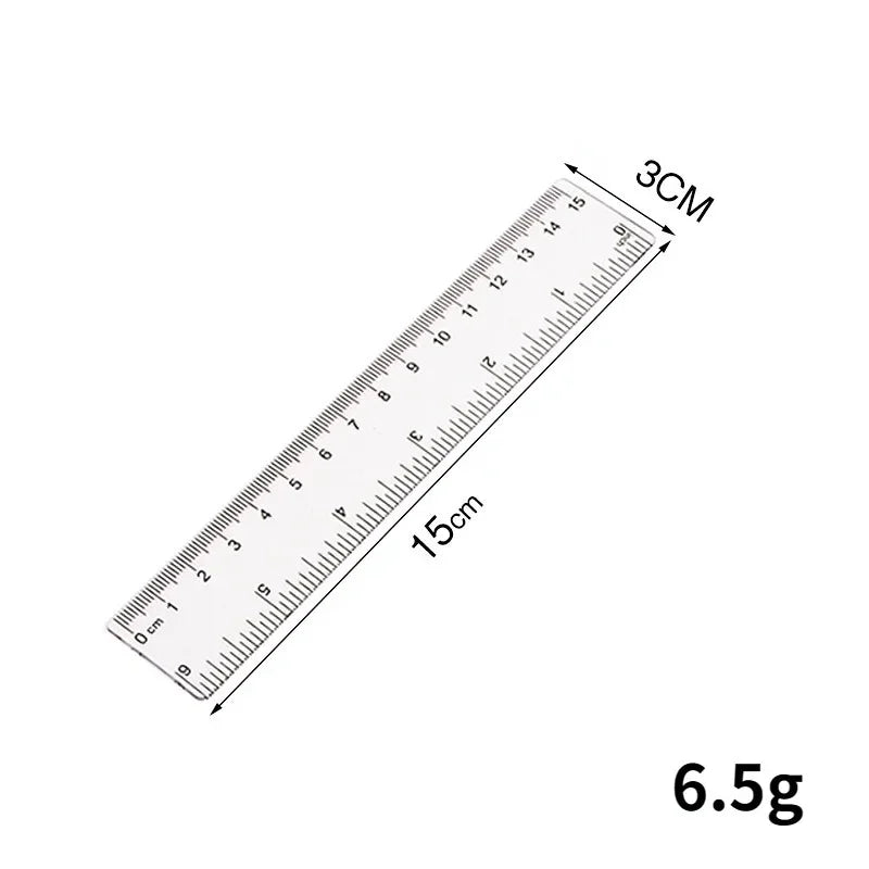 15/20/30cm Transparent Plastic Ruler for School & Office