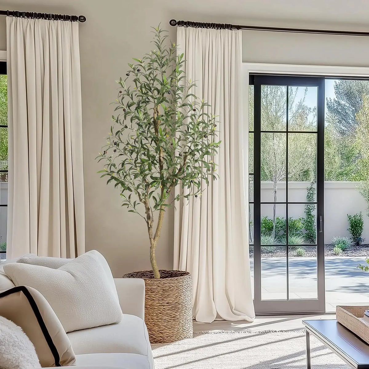 Olive Trees Artificial Indoor, 5-7ft Tall Faux Silk Plant
