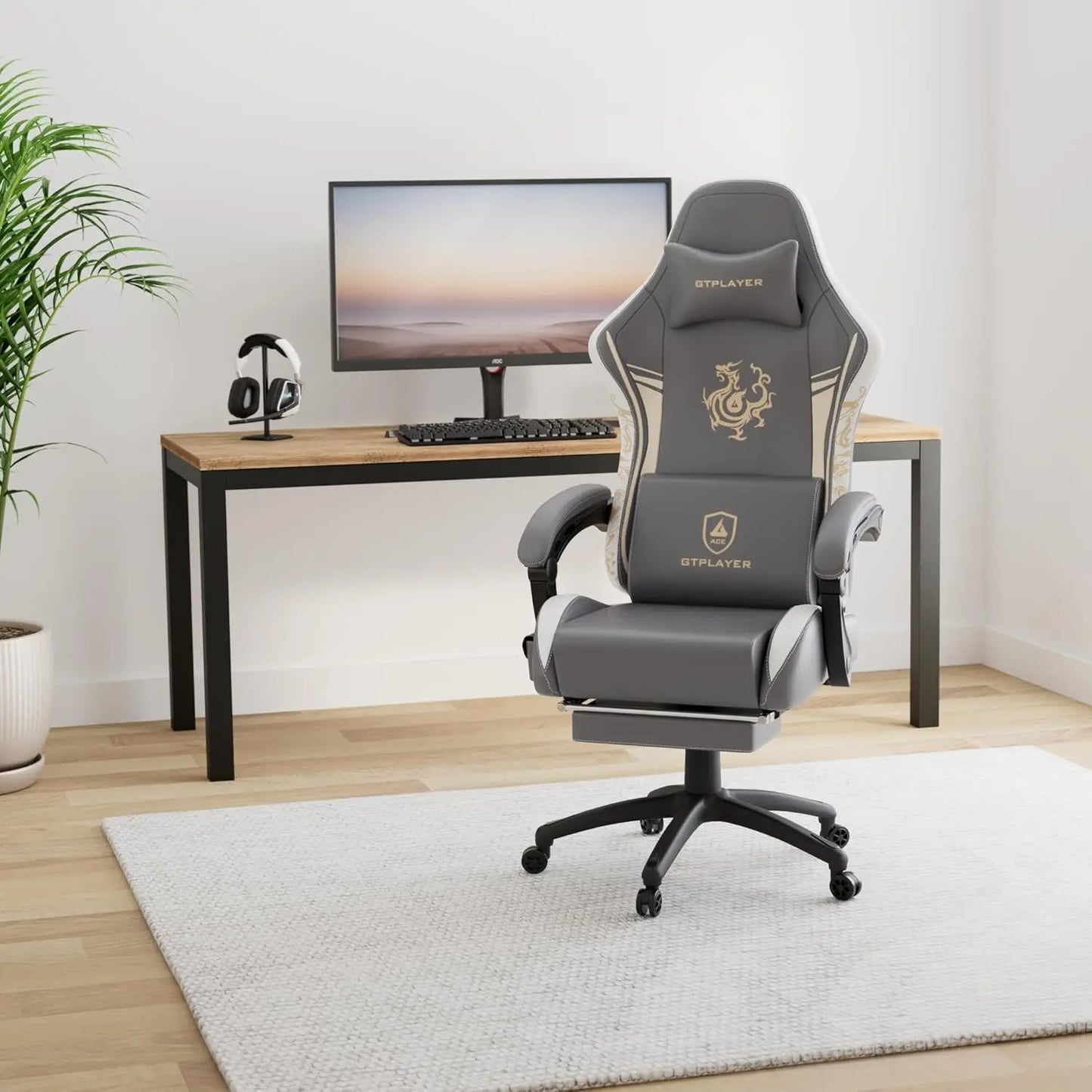 Gaming Chair with Bluetooth Speakers and Footrest