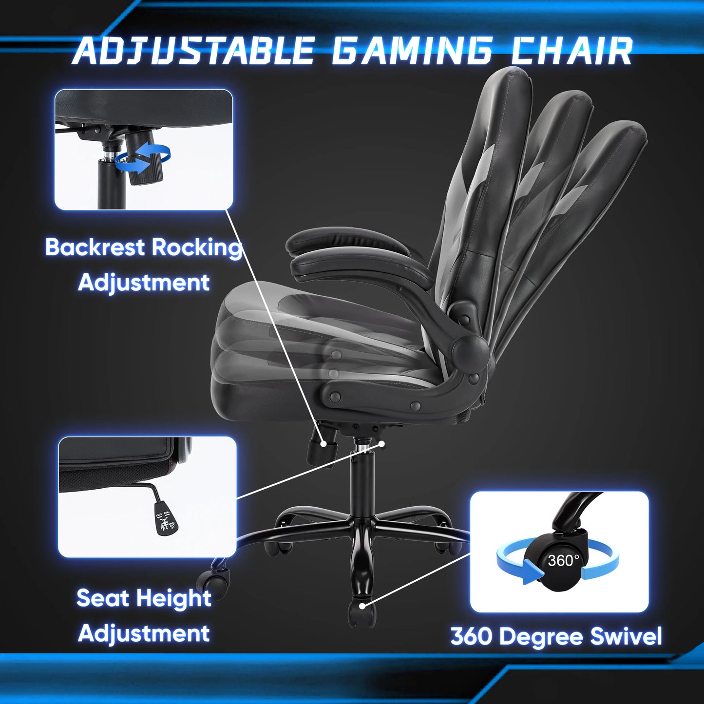 JHK Ergonomic Office Computer Home Gaming Desk Chair