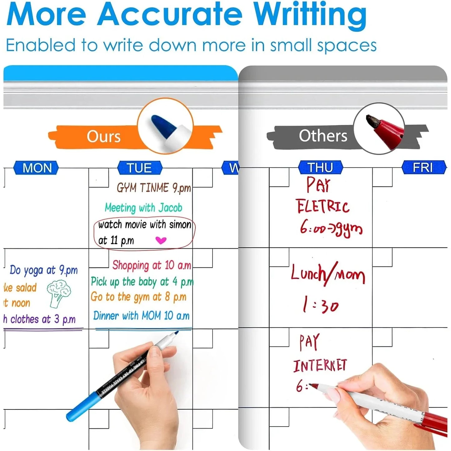 Dry erase mark Ultra-fine tip, 0.7 mm, 6 counts
