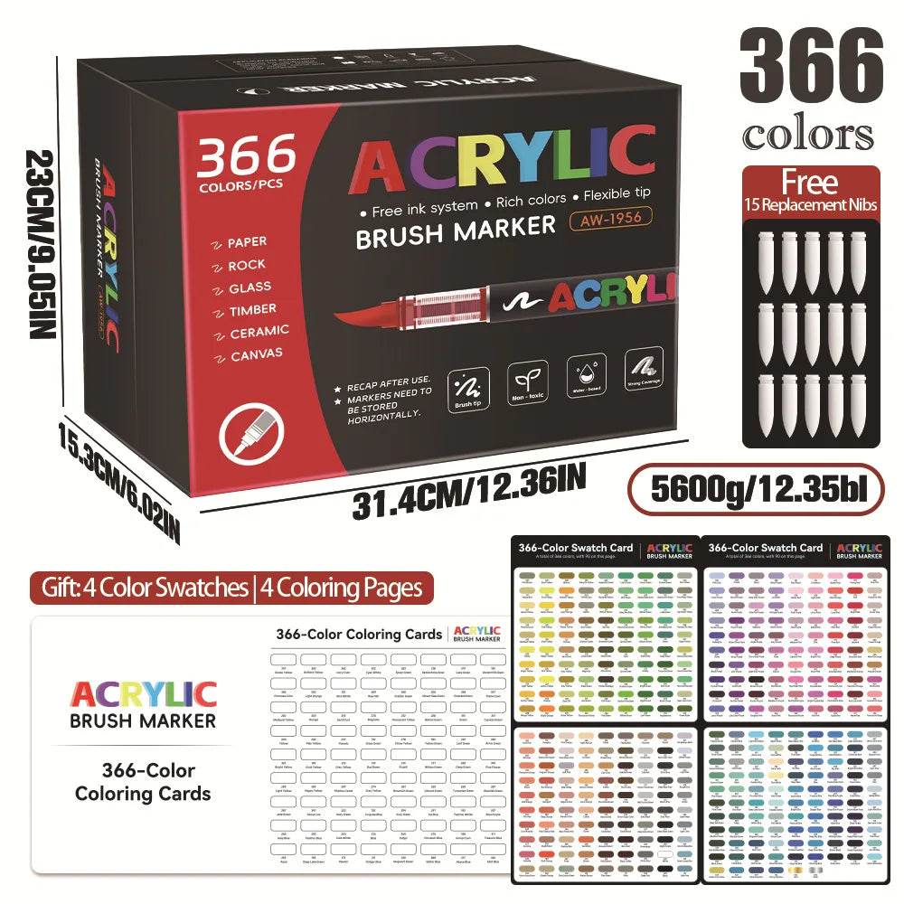 366 Colors Straight Liquid Acrylic Art Markers