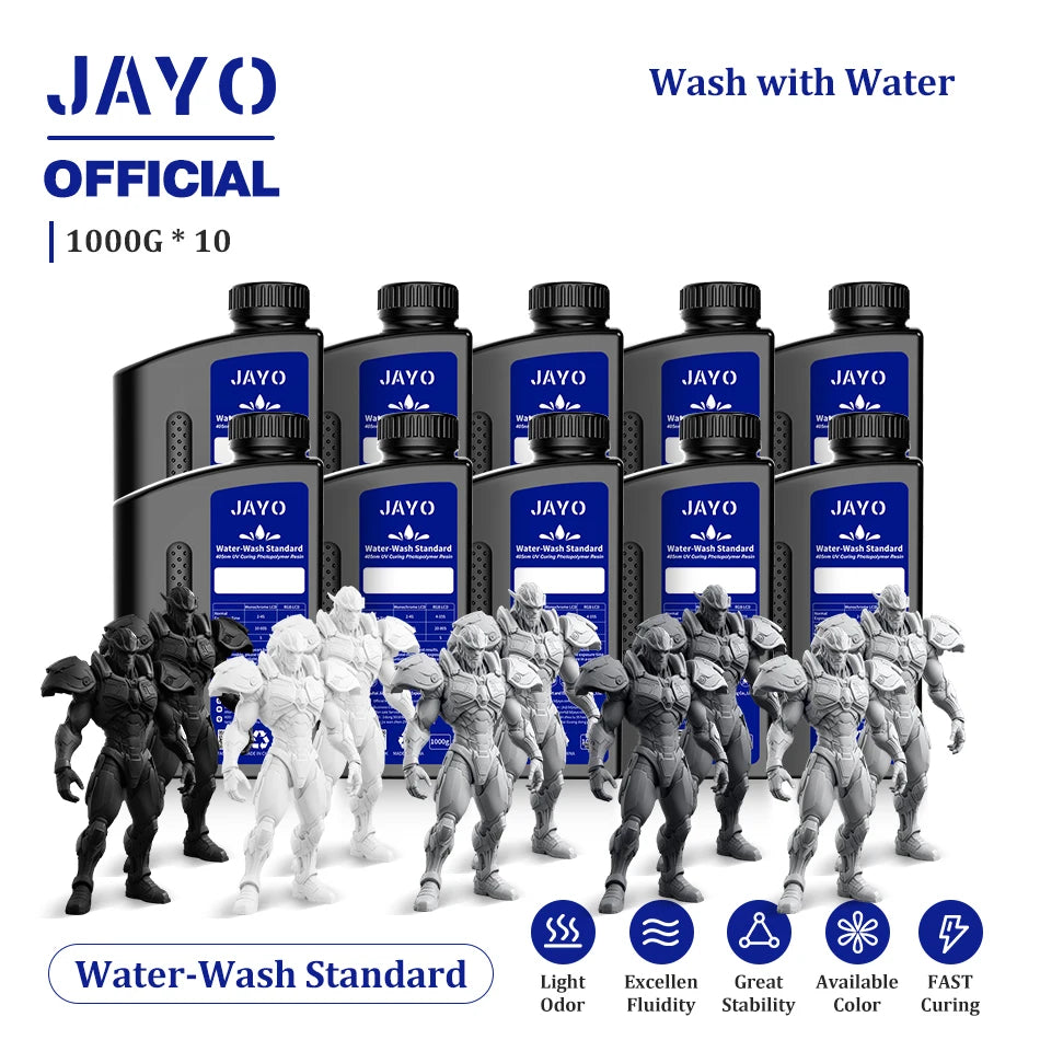 JAYO Water Wash  405nm UV Resin 10kg ABS Like 3D Printer Resin 405nm UV Standard Rapid Photopolymer Resin for LCD/DLP/SLA