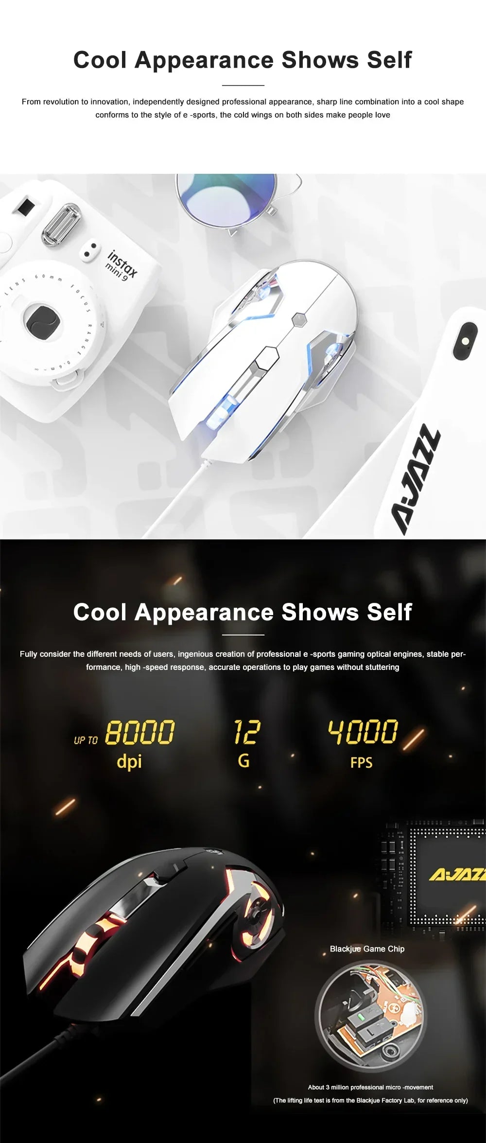 AJAZZ AJ120 Gaming Mouse Wired USB 6 Buttons 8000DPI