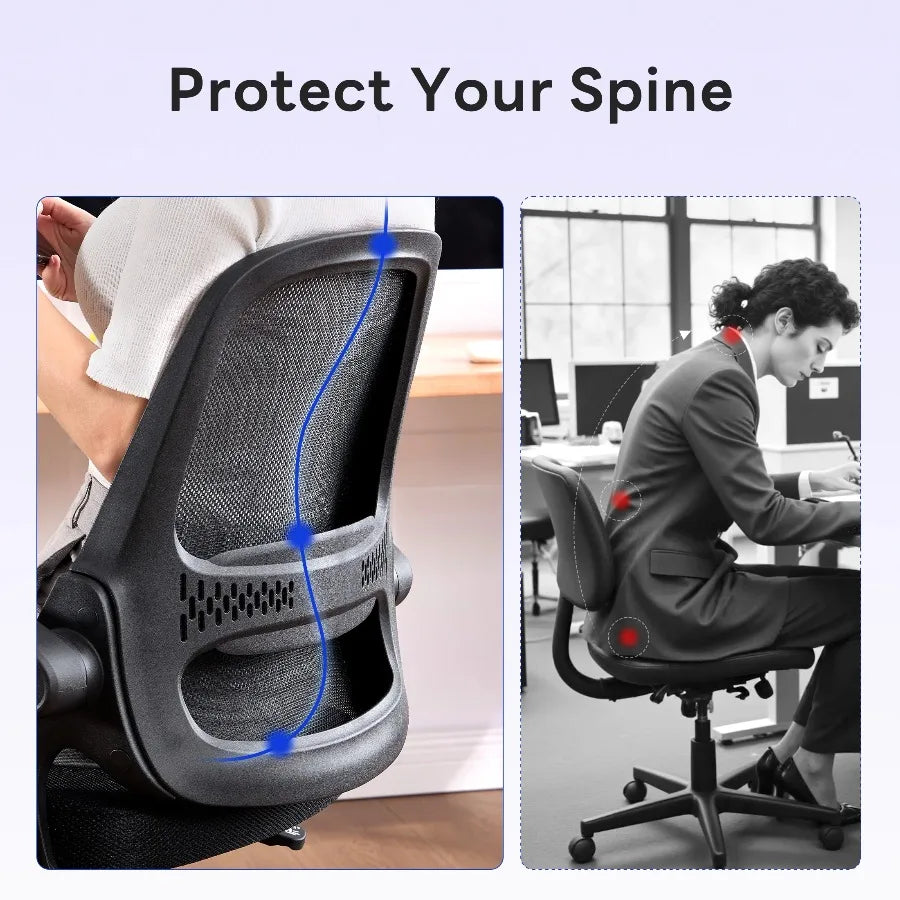 TMV Ergonomic Mesh Office Chair with Lumbar Support & Wheels