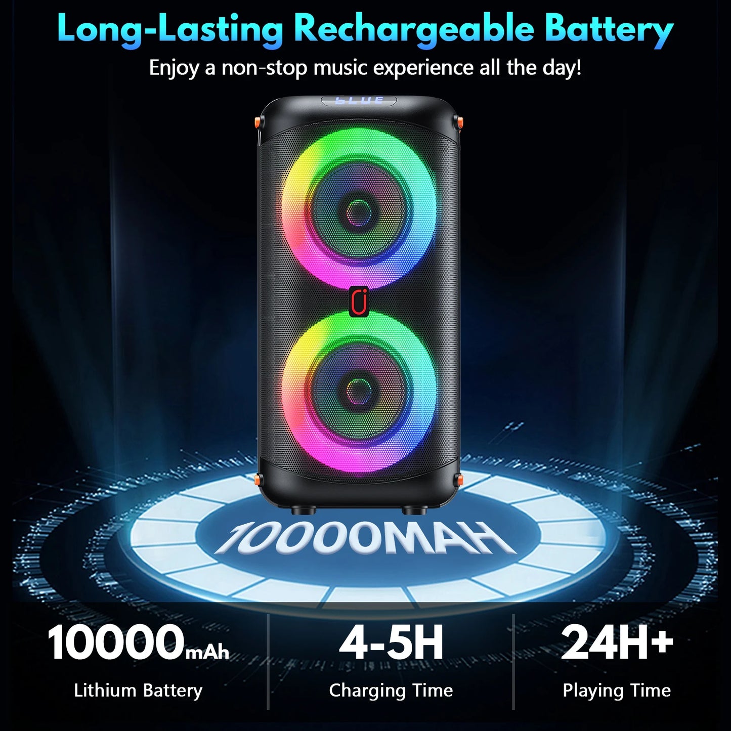 T27 Wireless Bluetooth Speaker, Karaoke Machine with 2 Microphone, Led Light