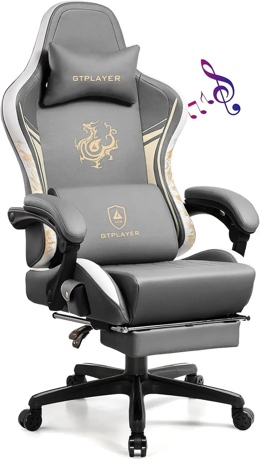 Gaming Chair with Bluetooth Speakers and Footrest
