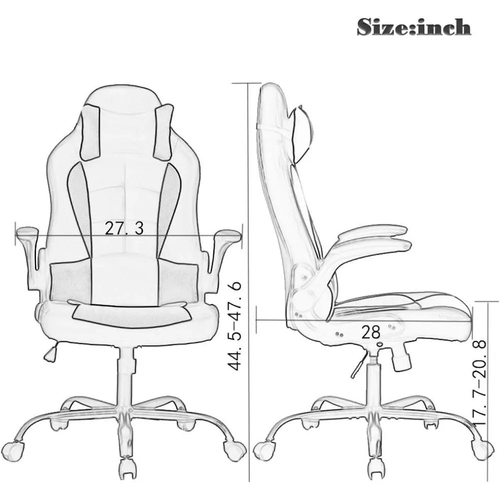 Gaming Chair Blue High Back PU Leather Lumbar Support