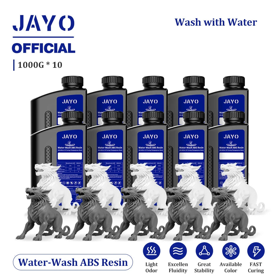 JAYO Water Wash  405nm UV Resin 10kg ABS Like 3D Printer Resin 405nm UV Standard Rapid Photopolymer Resin for LCD/DLP/SLA
