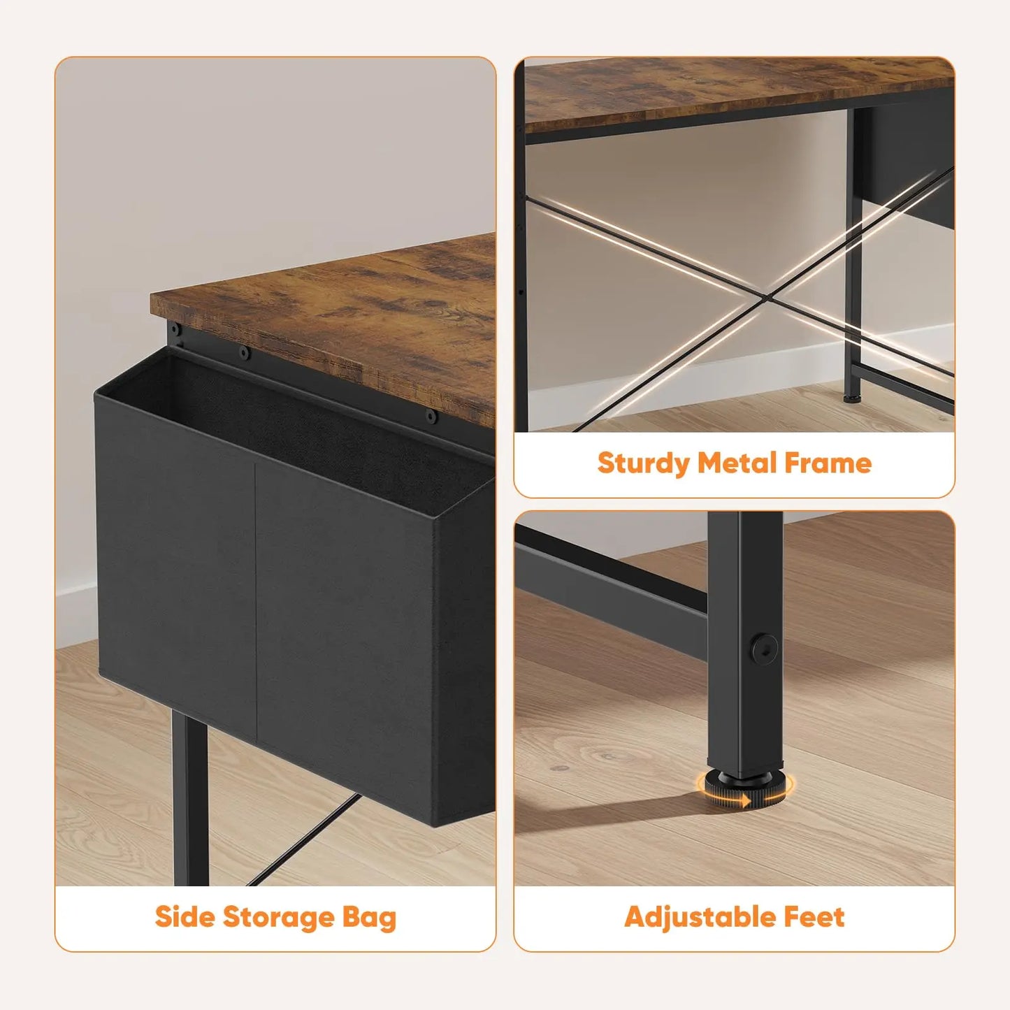 JHK 47 Inch L Shaped Desk with Storage Shelf