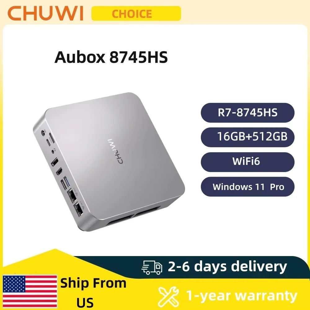 CHUWI AuBox Mini PC AMD Ryzen7 8745HS 16GB DDR5 512GB SSD
