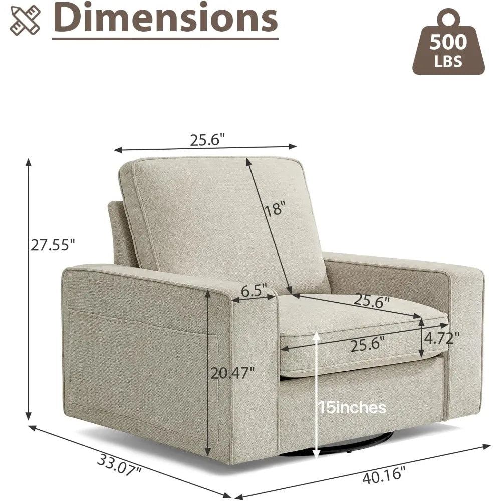 Swivel Accent Chair, Oversized Swivel Single Sofa Chair