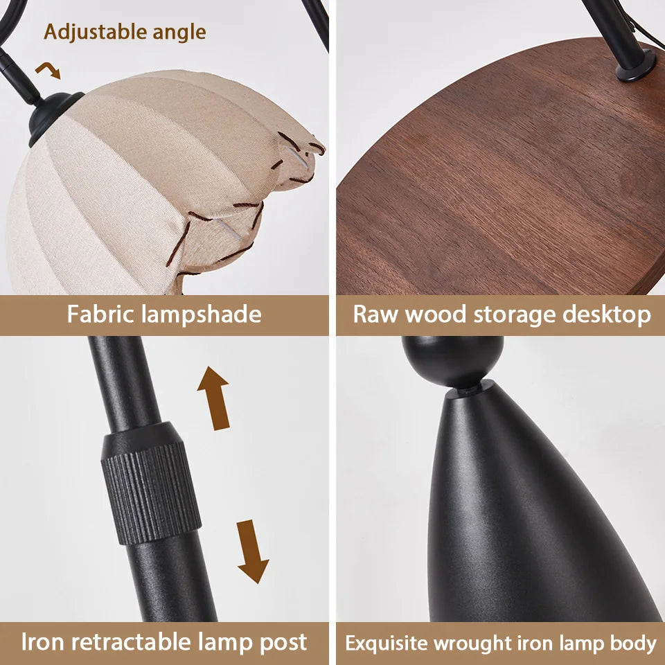 Vintage-Style Floor Lamp: featuring a hanging shade and a solid wood tabletop