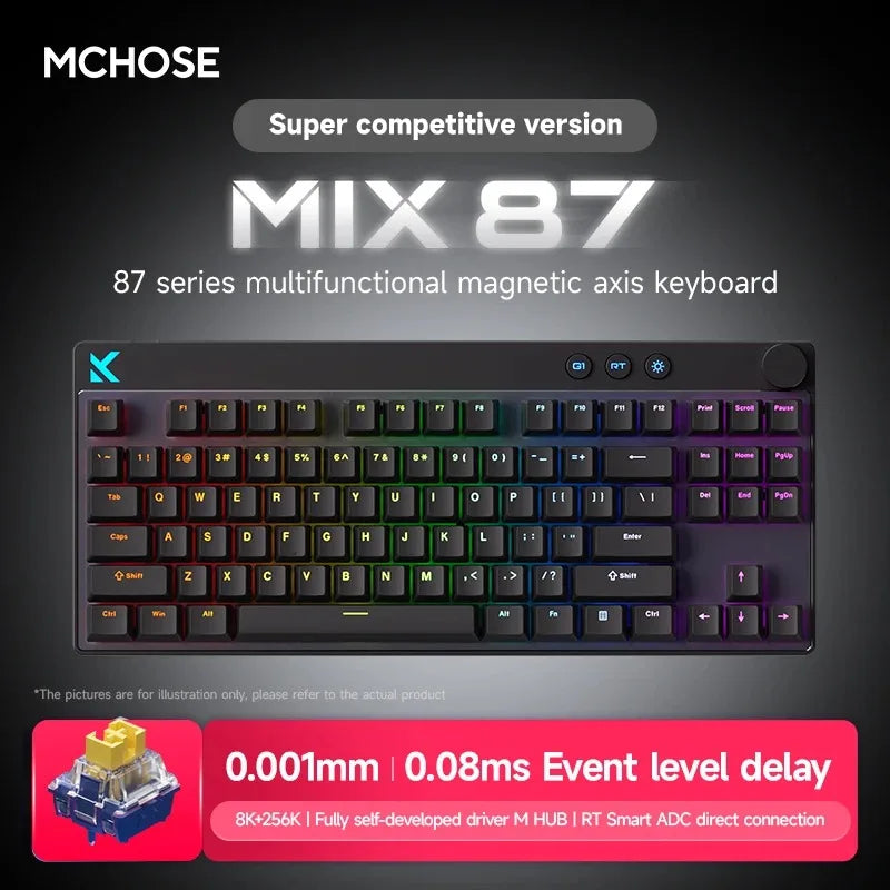 Mchose Mix87 Magnetic Swtich Wired Gaming Keyboard 0.08ms Low Latency