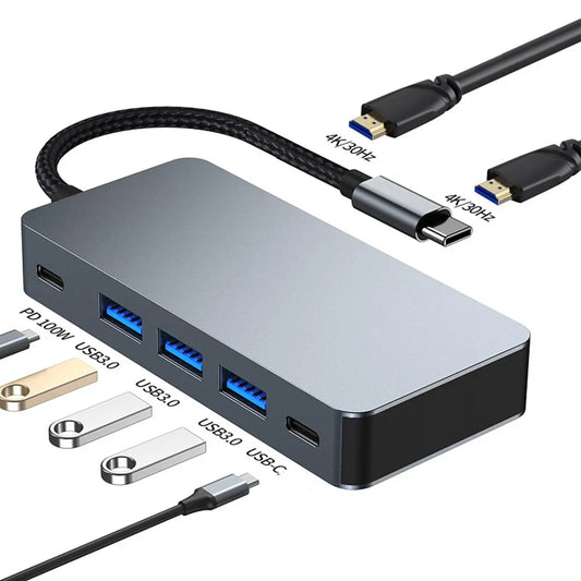 7 in 1 USB C HUB Type C Splitter 4K Thunderbolt 3 Docking Station Adapter 5Gbps High Speed Transmission USB Splitter For Macbook