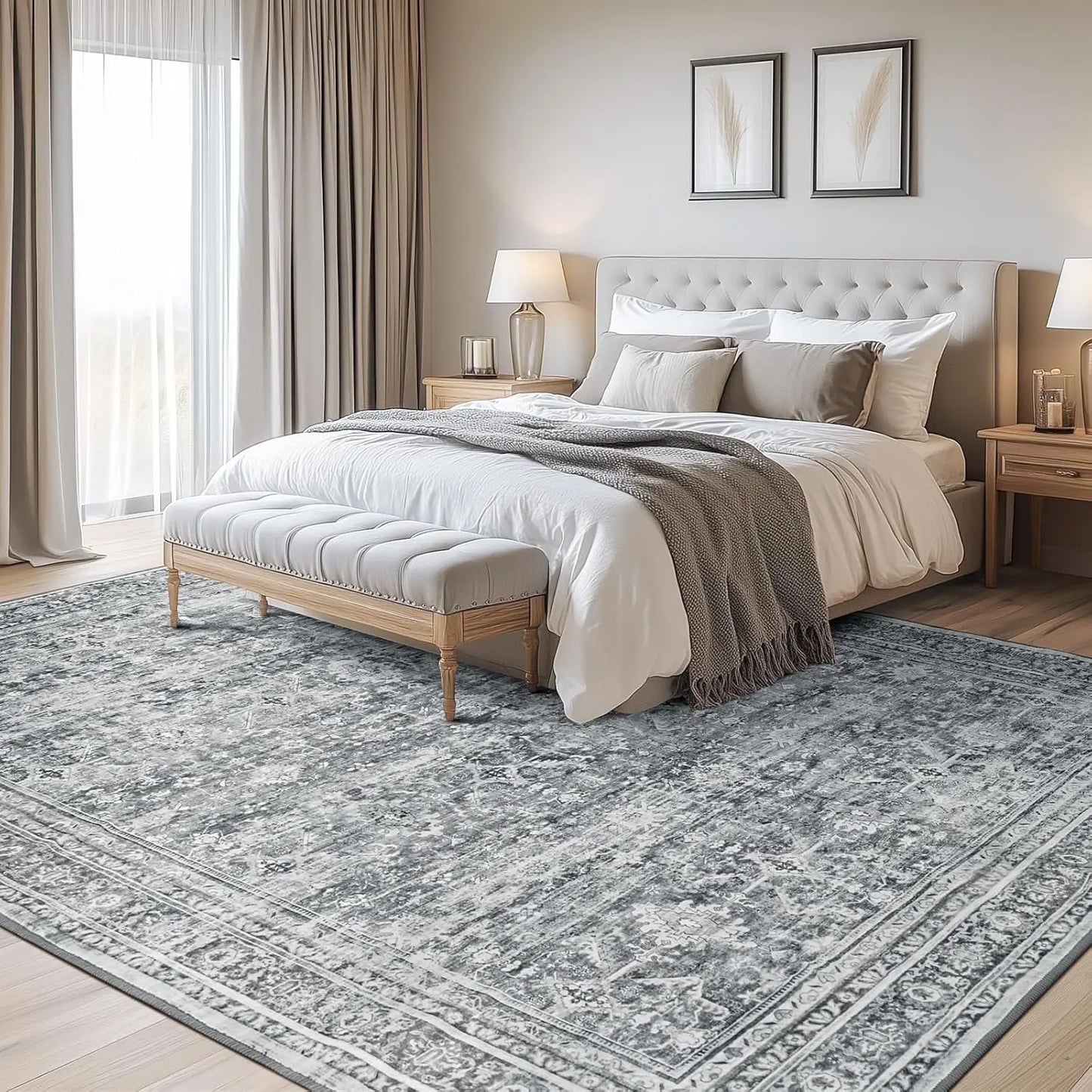 8x10 Washable Area Rug with Non-Slip Backing, for Living Room Office