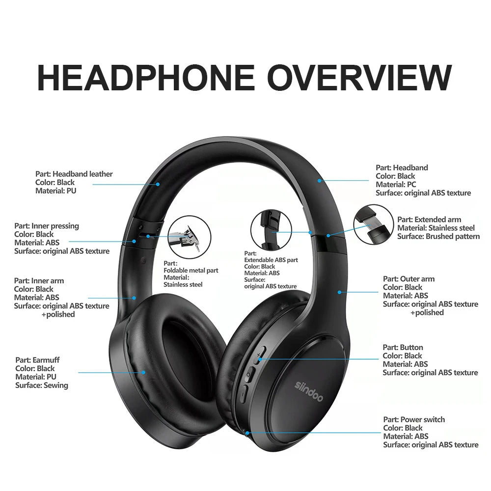 Siindoo JH-919 Wireless Bluetooth Headphones