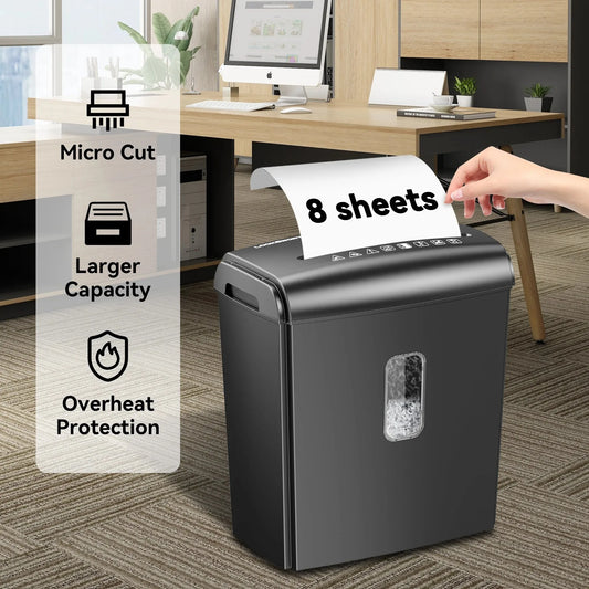 Deli 8-Sheet Micro Cut Paper Shredder. with Handle, 4 Gallons