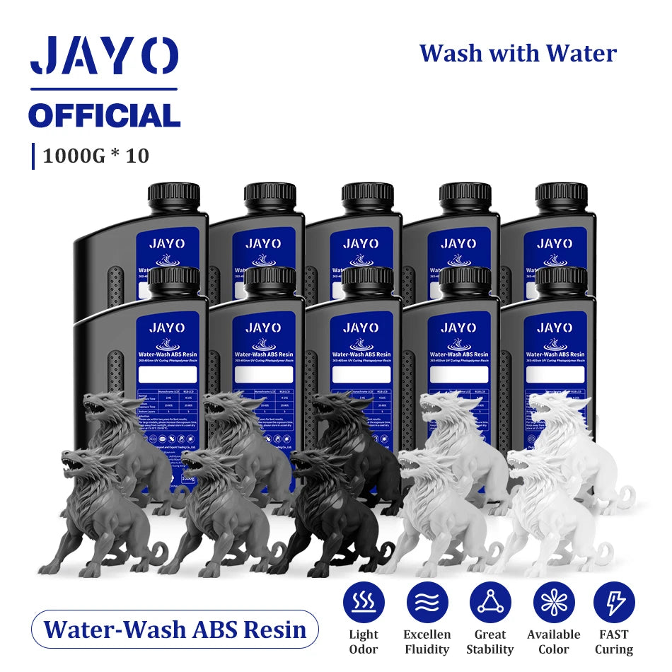 JAYO Water Wash  405nm UV Resin 10kg ABS Like 3D Printer Resin 405nm UV Standard Rapid Photopolymer Resin for LCD/DLP/SLA
