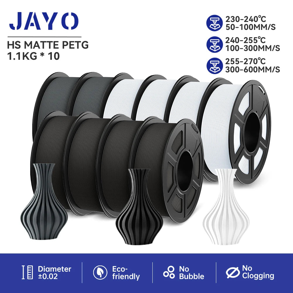 JAYO PETG/PLA PLUS/High Speed Matte PETG/PLA Filament 175mm 10 Rolls