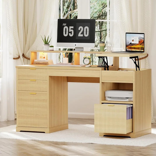 Executive Desk with File Drawers, 63", with Lift Top