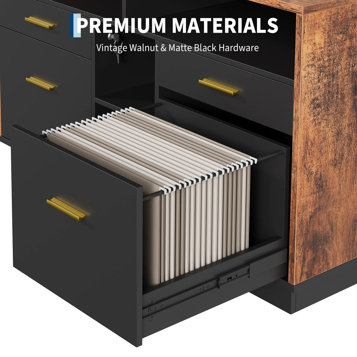 4 Drawer Lateral File Cabinet With Lock And Power Outlet, Home Office