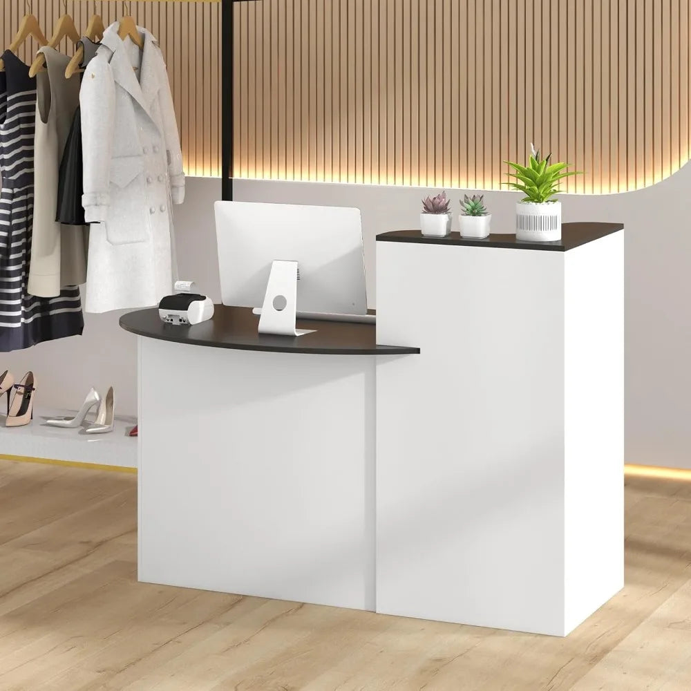 Reception Desk, 54" Large Retail Checkout Counter with Lockable Drawer