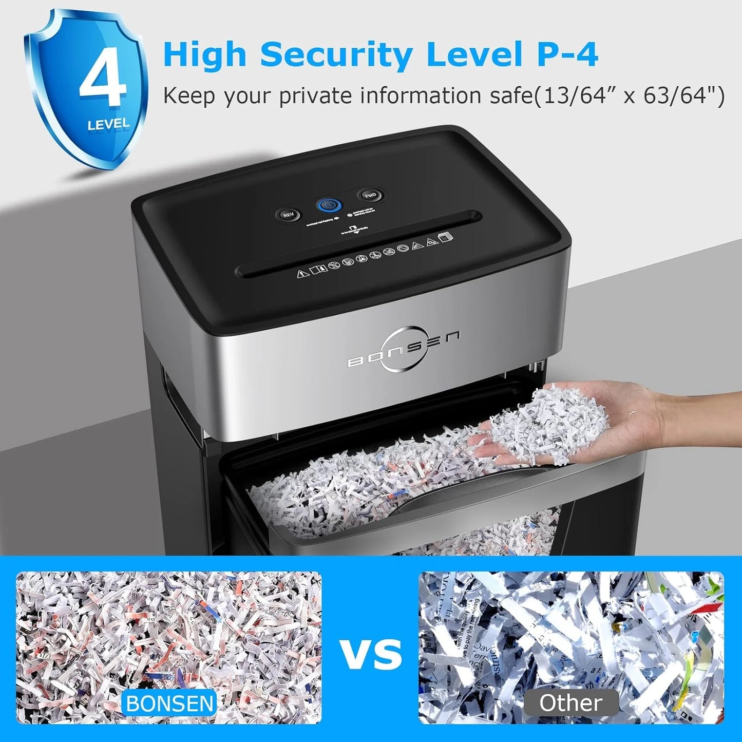 BONSEN 16-Sheet Heavy Duty Shredder for Office, 5.3-Gallon Bin
