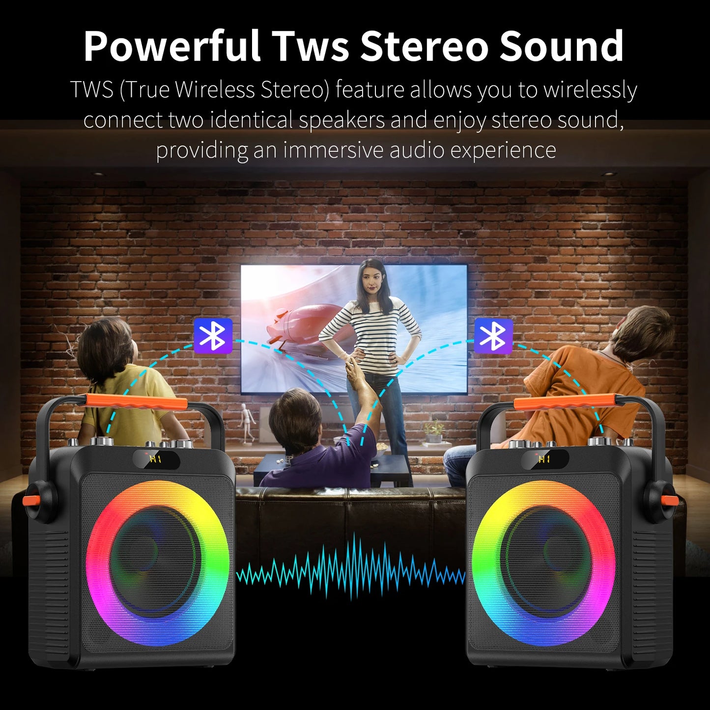 2 Wireless Microphones T19-T Karaoke Machine, Wireless Speaker PA System
