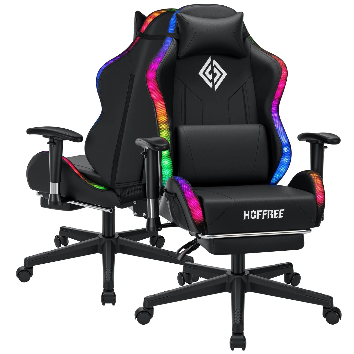 Adjustable Gamer Chair with LED Lighting, Footrest & Lumbar Support