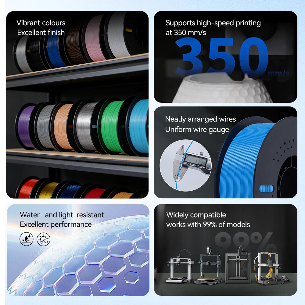 KINGROON 10KG PLA Filament PETG 3D Filament 1.75mm 10 Rolls/Set