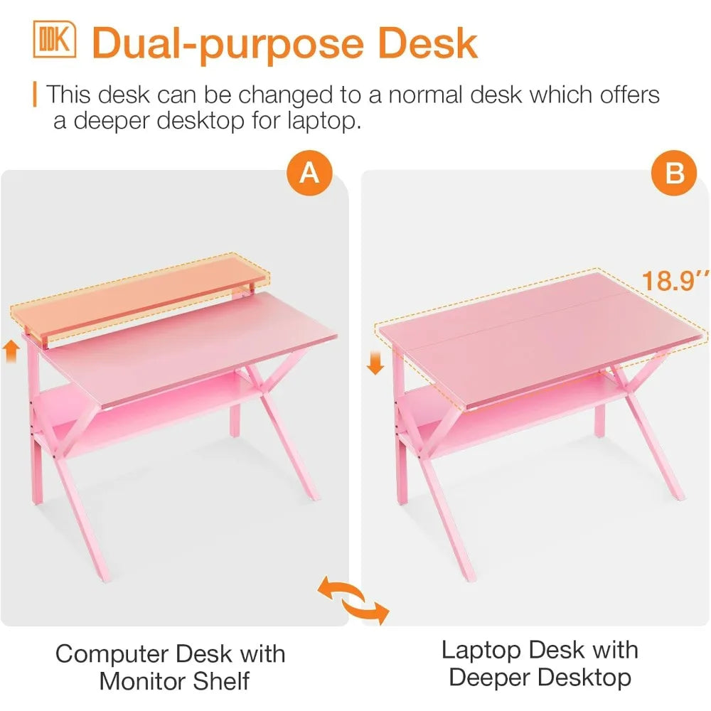 Casaottima 40 Inch White L Shaped Desk, 4 Drawers Reversible