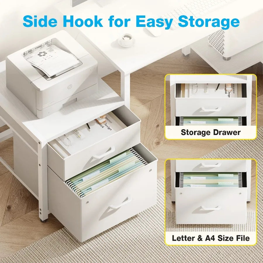 Casacomoda L Shaped Desk Power Outlets File Drawer Home Office
