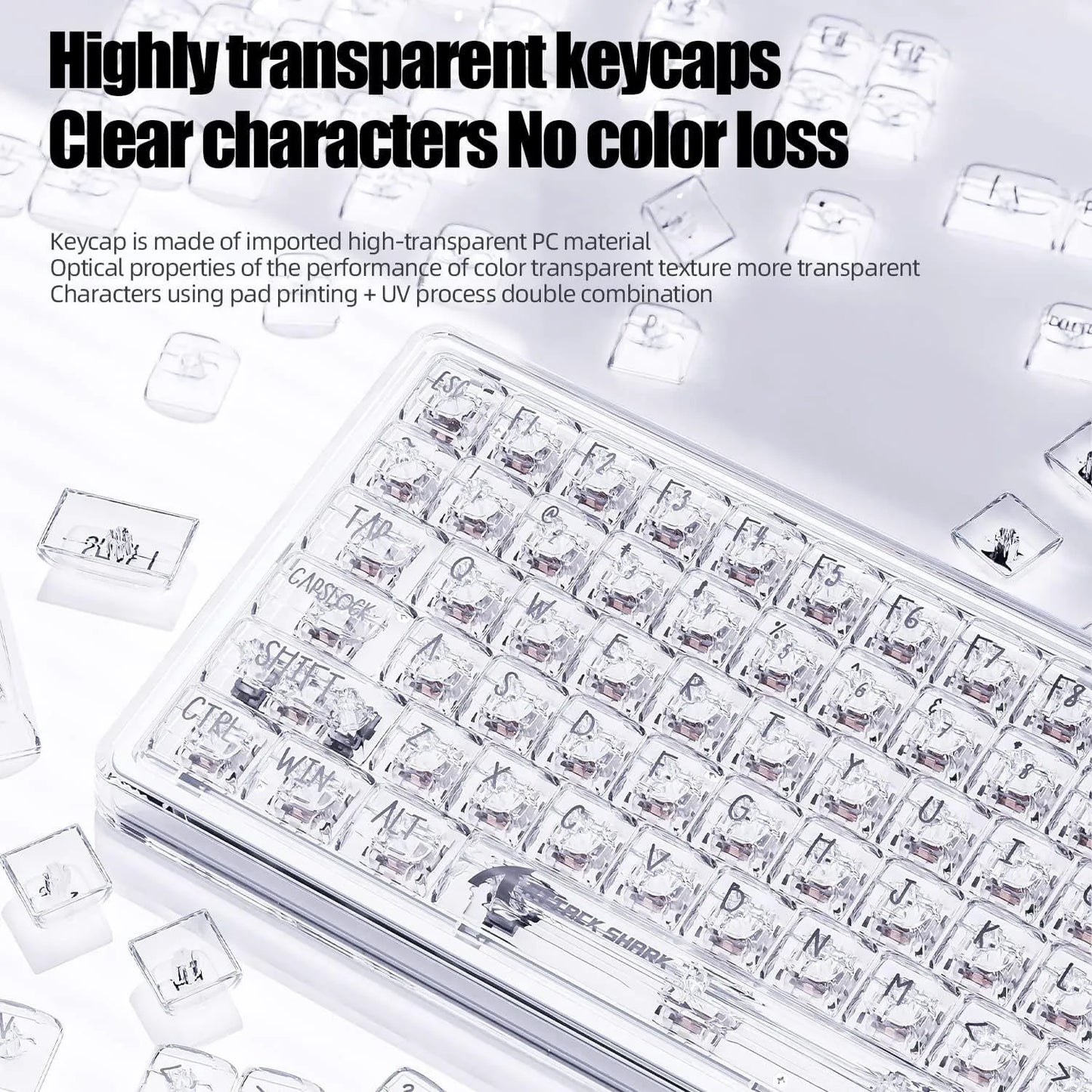 TKL Hot Swappable Wired Keyboard, Transparent PC Keycaps