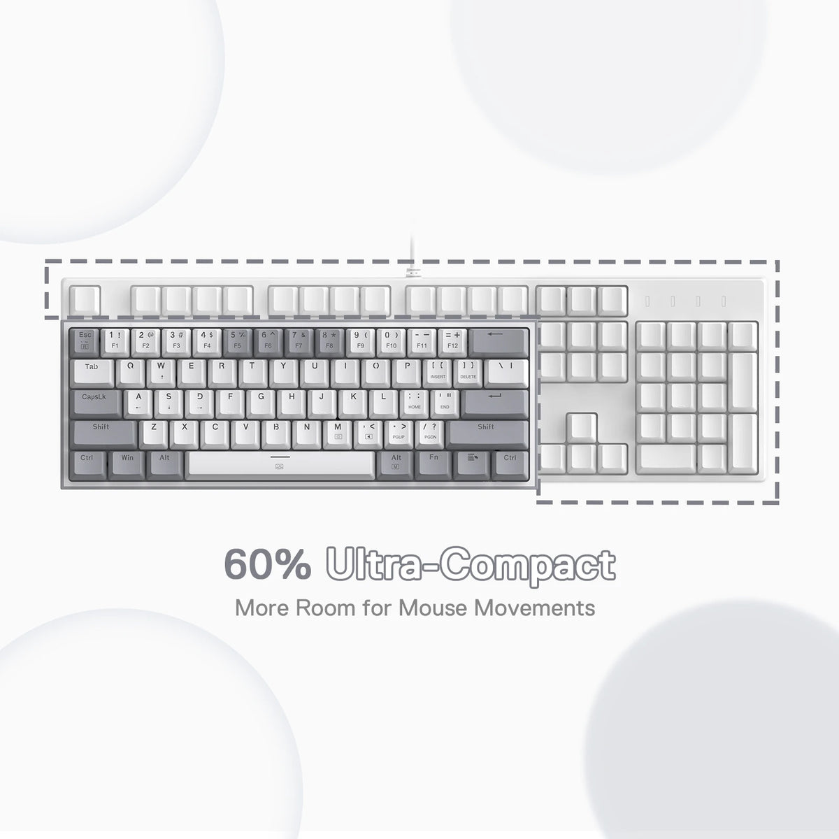 Redragon K617 Fizz 60% Wired RGB Gaming Keyboard, 61 Keys