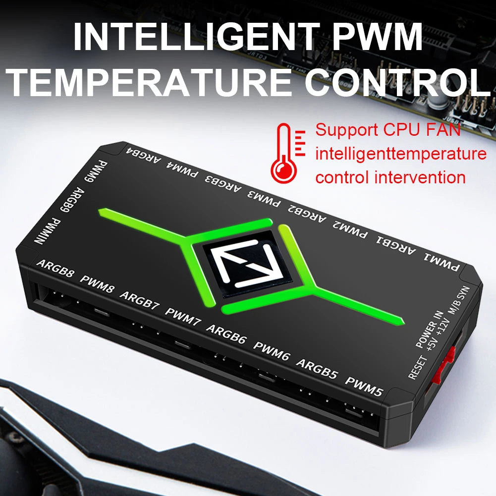 Multi Port 3 in 1 PWM Magnetic ARGB Fan Hub Splitter, Supports 9 Fans